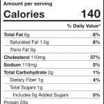 drumsticks nutrition label