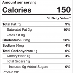 chicken party wings nutrition label