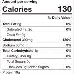 liver nutritional label