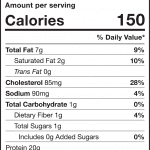 chicken party wings nutrition label