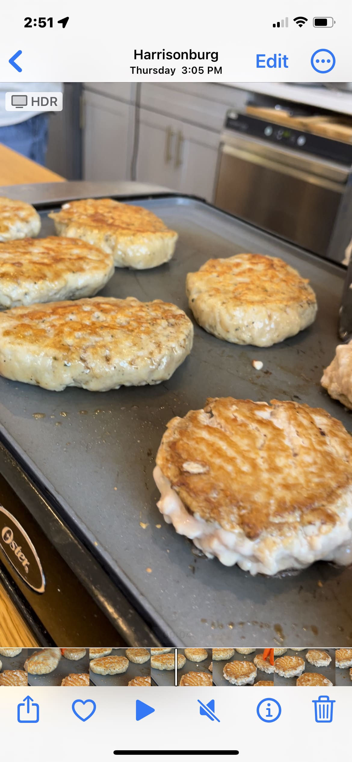 Farmer Focus Ground Chicken patties on a griddle