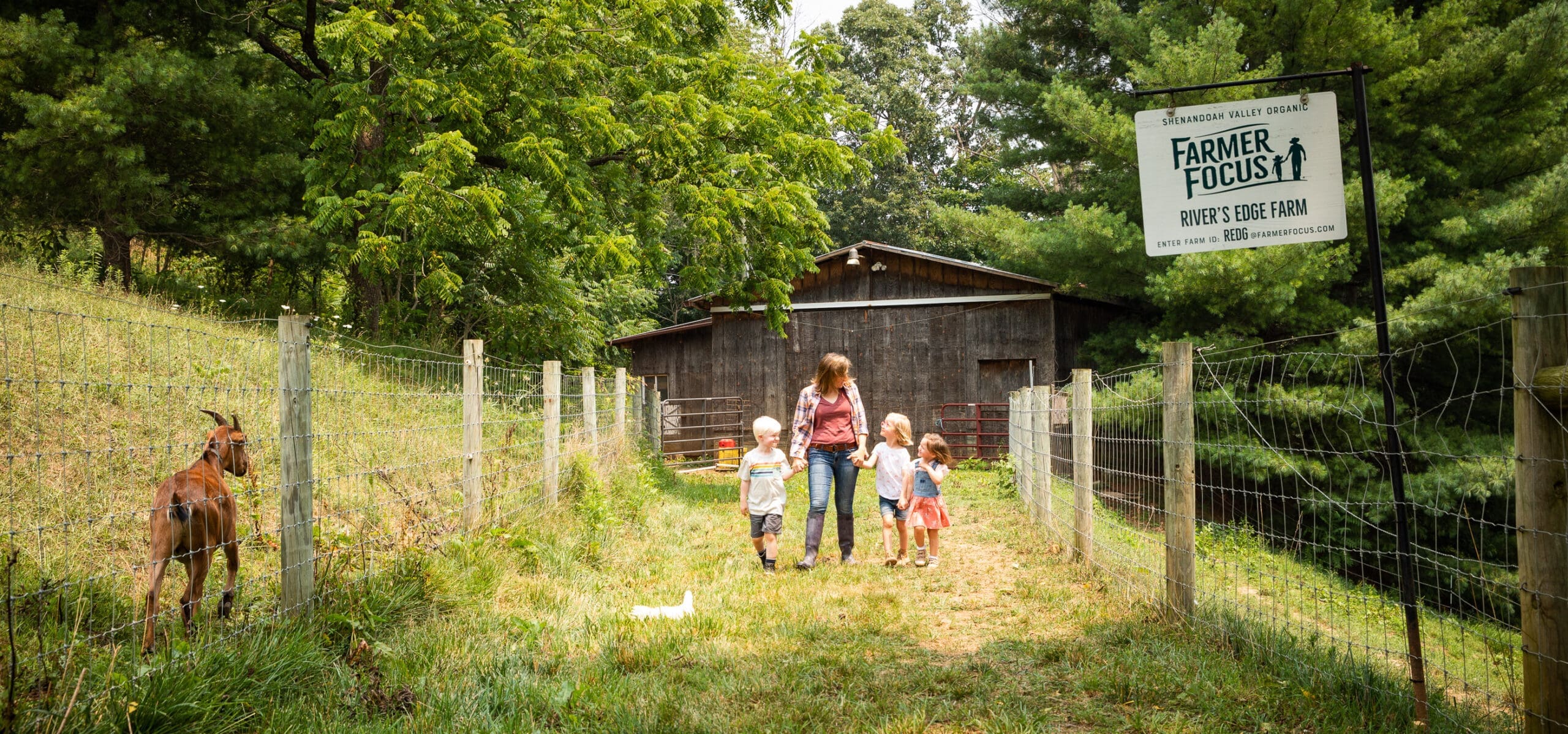 Farmer Focus Farm Family Walking on the farm
