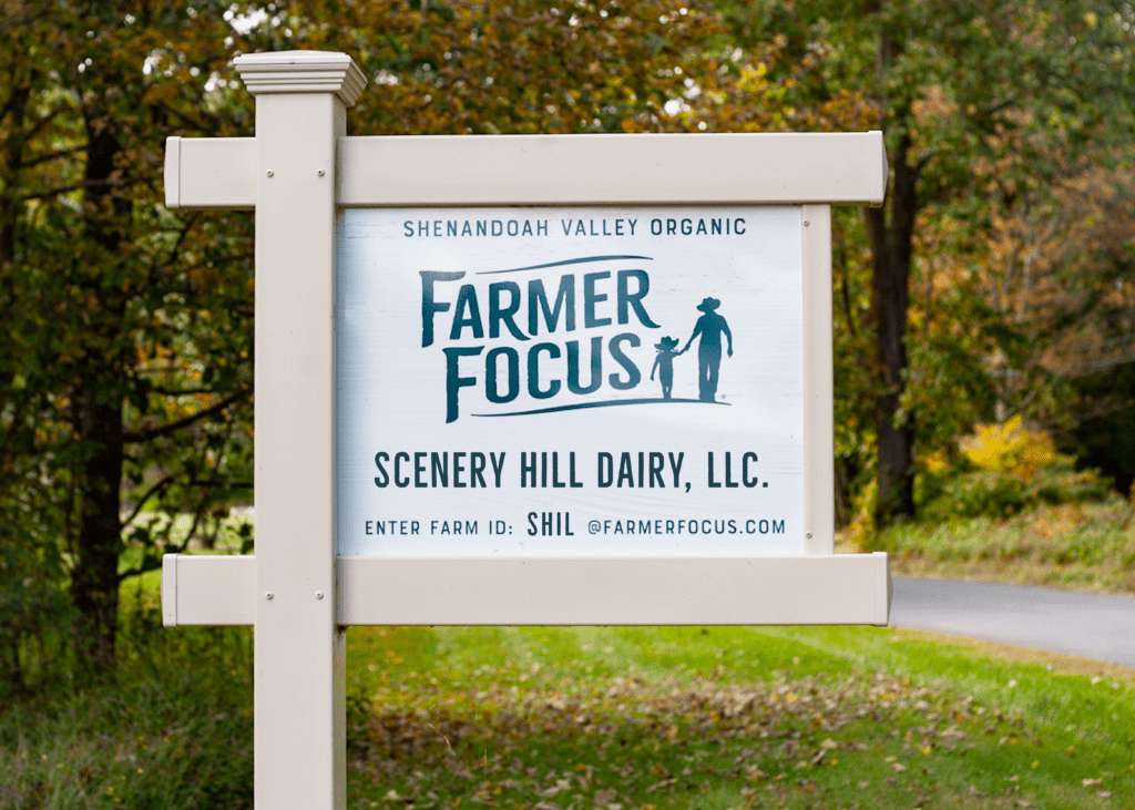 Farm Sign with Farmer Focus Farm Scenery Hill Dairy and Farm ID SHIL